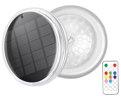 Qoolife Poolbeleuchtung Solar, 2 Stück Poolbeleuchtung Unterwasser mit Fernbedienung, IPX7 Wasserdicht Teichbeleuchtung Solar Pool Licht, 12...