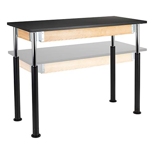 Image of Learniture Heavy-Duty School Science Lab Table with Chemical-Resistant Top, Adjustable Height Science Table for Classrooms, 24 inch L x 48 inch W x 29 inch H, Black