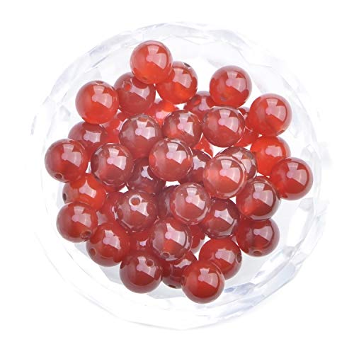 Image of 100PCS 8mm Red Agate Natural Colour Gemstone Loose Beads Round Carnelian Crystal Energy Stone Healing Power for Jewelry Making (Carnelian, 8MM)