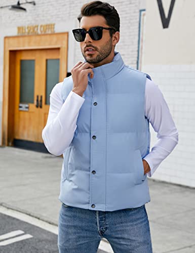 Flygo Mens Puffer Vest Winter Padded Vests Lightweight Stand Collar Sleeveless Jacket Outerwear(Blue-M) #TOP1