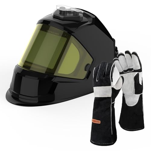Image of YESWELDER Panoramic View Auto Darkening Welding Helmet & YESWELDER 16 Inches,932℉,Leather Forge MIG Welding Gloves