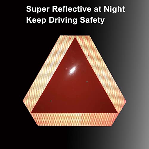 Image of Reflective Slow Moving Vehicle Sign,Slow Moving Vehicle Triangle - 14 inchx16 inch 80 Mil thick Engineering Grade Plastic SMV Sign for Tractor,Golf Cart,Farm Equipment, UTV, Easy Installation