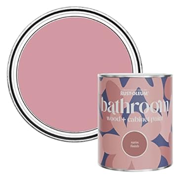 Rust-Oleum Pink Moisture Resistant Bathroom Wood and Cabinet Paint in Satin Finish - Dusky Pink 750ml