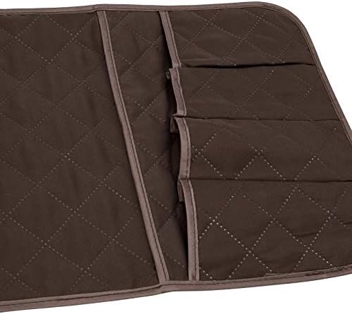 Sofa Armrest Organizer, Anti-Slip Caddy Pocket for Couch Armchair, Cloth Storage Pouch Holder for Cellphone Magazines Glasses TV Remote Control, Space Saver Bag (Brown)