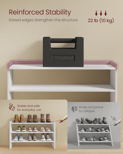 Image of VASAGLE Shoe Rack for Closet, Stackable Organizer Shelf | Stackable Shoe Organizer Shelf for Entryway, 3 Tiers, 11.7 x 32.3 x 21.3 Inches, White, CUSTOS Collection, ULBS061WZ01S