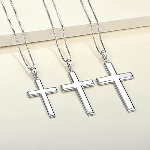 YL Cross Necklace for Men Sterling Silver Plain Cross Pendant Necklace Simple Jewelry for Women(1.18"-1.57")4