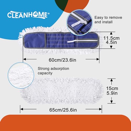 Image of Commercial Dust Mop Pad Just Fit CLEANHOME 24 inch Dust Mop,Blue (Pack of 4)