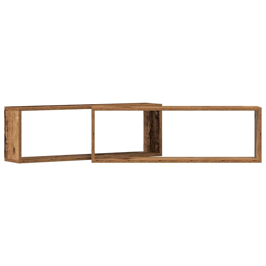 Zestaw 2 półek ściennych o wyglądzie starego drewna, materiał drewnopochodny, 80 x 15 x 26 cm, wiszący, do salonu, sypialni, wszechstronne miejsce do przechowywania