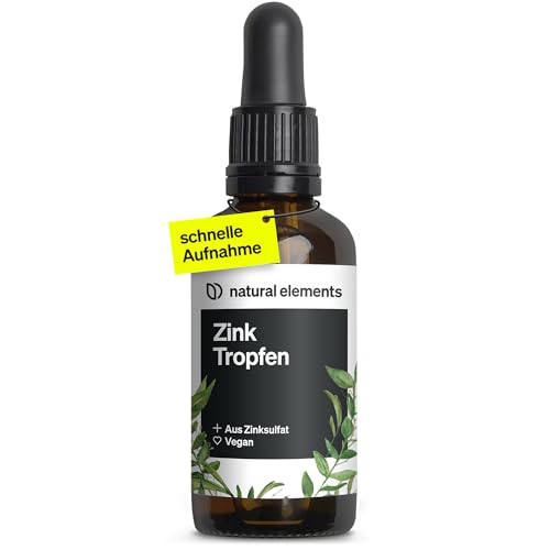 natural elements Zink Tropfen - 100ml - 15mg pro Tagesdosis - Premium: Ionisches Zink (Zinksulfat) - Ohne Alkohol laborgeprüft 100% vegan & in Deutschland produziert