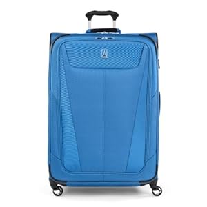 Travelpro Maxlite 5 Softside Expandable Checked Luggage with 4 Spinner Wheels, Lightweight Suitcase, Men and Women, Azure Blue, Checked Large 29-Inch