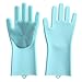 Produktbild HYGL Silikon Abwasch Handschuhe Küche Multifunktionale Handschuhe wasserdichte Handschuhe (Plus Samt),SkyBlue(plusvelvet)