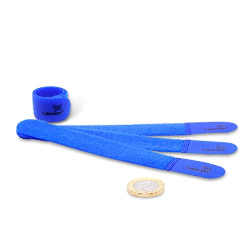 Preisvergleich Produktbild Cablesson - Chunky Pack - Wiederverwendbare, abnehmbare Klettbänder aus Nylon mit selbsthaftendem Kabelbinder - für Laptop, PC, TV und mehr - Packung mit 100 Stück (Blau)