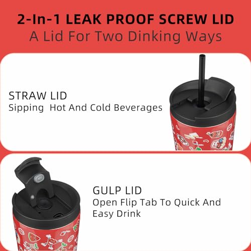 Image of BJPKPK 30 oz Coffee Tumbler with Straw, Insulated Stainless Steel Cup