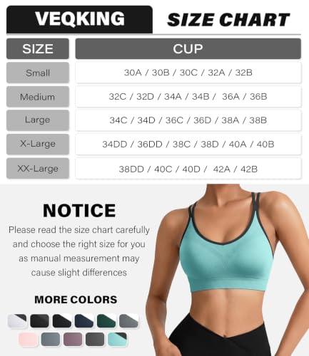 Image of VEQKING Strappy Cross Back Sports Bra for Women Removable Padded Yoga Bras