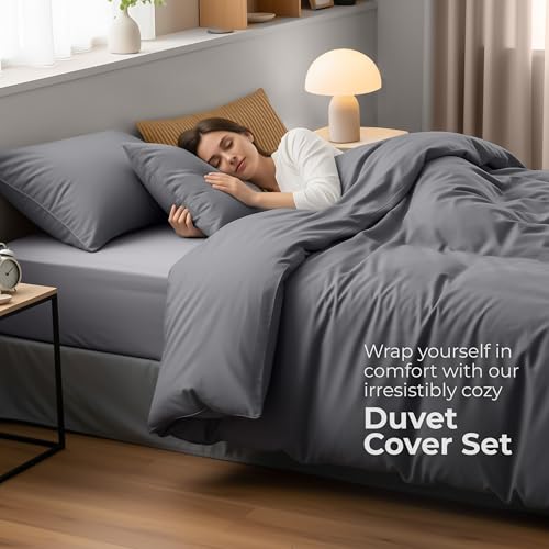 Utopia Bedding Single Duvet Cover Sets - Soft Microfibre Polyester Duvet Cover with Pillow case - Bedding Quilt Cover Set (Grey) - Image 4