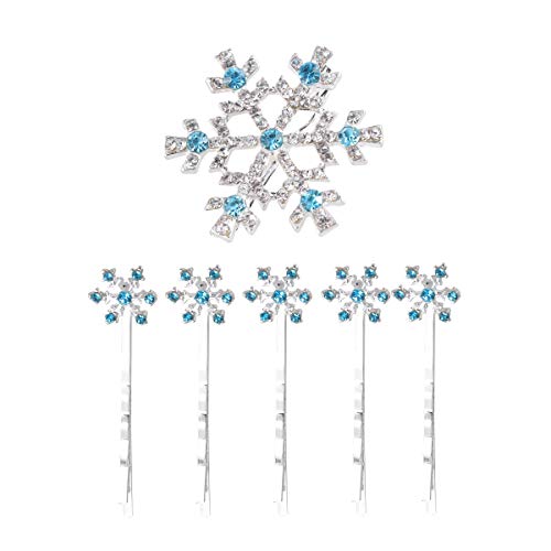 Frcolor 6 pçs grampos de cabelo de metal floco de neve grampos de cabelo de strass de cristal Bobby