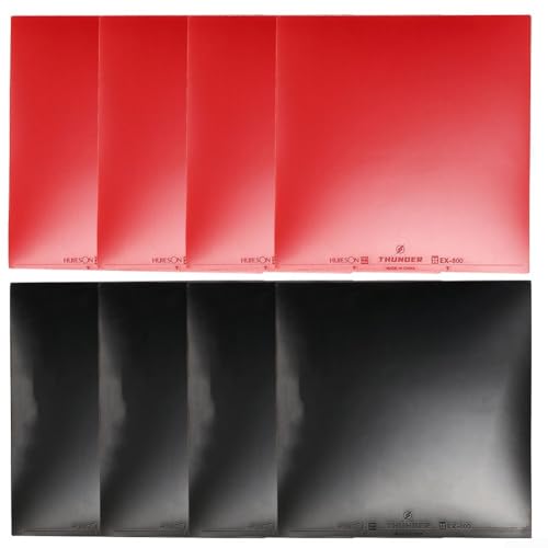 Honseadek - Honseadek Lot de 8 patins en caoutchouc pour tennis de table - Éponges dures - Remplacement rapide pour raquette de ping-pong - Rouge et noir - 16 x 16 x 2,2 cm - Épaisseur : 2,2 mm - Dureté 39