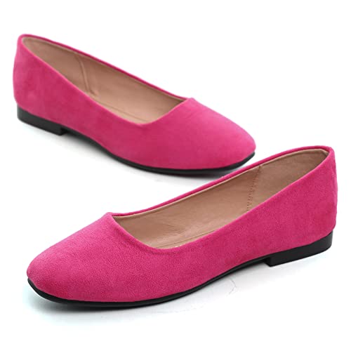 Image of ChaiRong Zhou Women Square Toe Ballets Flats Comfort Slip On Walking Shoes for Driving