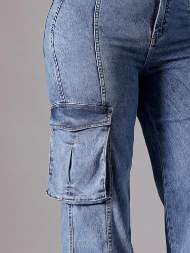 Image of Miss Chase A+ Women's High Rise Regular-Length Stretchable Denim Wide-Leg Shaping Jeans
