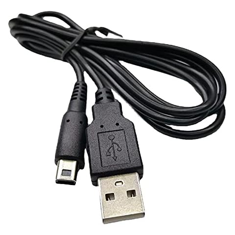 2 Pack 1.2m USB Power/Charger Cable for Nintendo 3DS, 3DS XL, New 3DS, New 3DS XL, 2DS, New 2DS XL, DSi, DSi XL, Black Cover