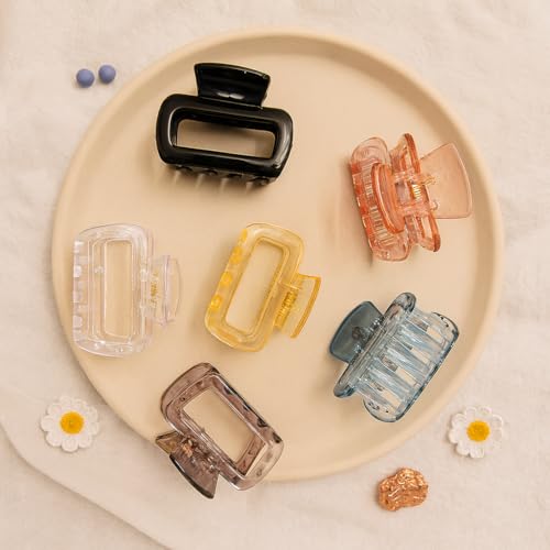 Image of Cerrito Big Hair Claw Clips - 3 Pcs Large Clutchers for Hair, Strong Hold Nonslip Jelly Hair Accessories for Women, Multicolor