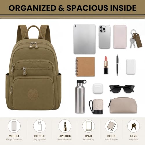 Image of TS WITH TECHSUN Stylish Lightweight Water Resistant Backpack for Women Girls | Anti-Theft Adjustable Shoulder Strap Bag | Multipocket Daypack for Travel, Shopping, Office, Work