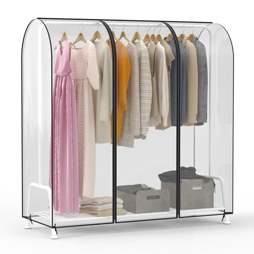 Zilink 60" Clear Waterproof Garment Rack Cover with Zippers
