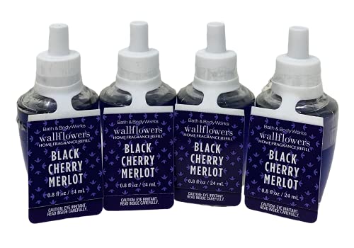 Bath and Body Works Black Cherry Merlot Wallflowers Fragrance Refill 0.8 Oz. (Pack of 4)