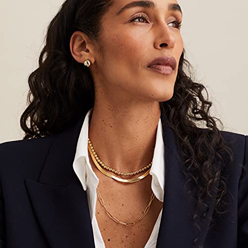 Nuzon Gold Bead Choker Necklace For Women Girls Dainty 14K Gold Plated 4Mm Beaded Ball Chain Strand Adjustable Layering Necklaces Costume Jewelry Gifts 15’’ #TOP1