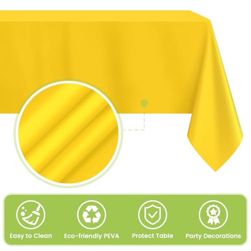 Image of Mulbozy 4 Pcs Yellow Plastic Table Cloth Disposable, 54 x108 Inch