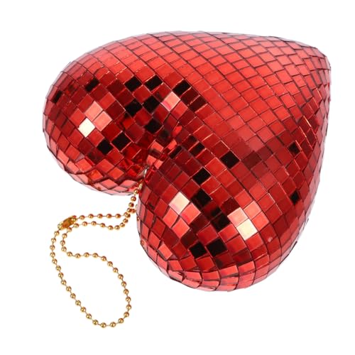 Colgante de bola espejada en forma de corazón roja, decoración para fiestas y discotecas, estilo retro, MERRYHAPY miniatura 1