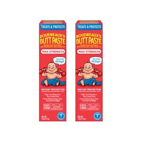 Boudreaux's Butt Paste Diaper Rash Ointment - Maximum Strength - Contains 40% Zinc Oxide - Paraben and Preservative-Free - 4oz (2 Pack) Cover