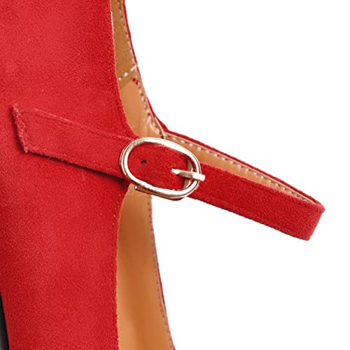 DEERBUNNY Elegant Womens Suede Chunky Block Heels Pumps Ankle Strap Round Toe Mary Jane Shoes Work Office Dress Shoes4