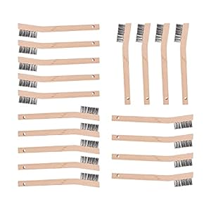 Wood Handle Wire Scratch Brush Sets for Cleaning Rust, Paint, Weld Slag, Grill & Metal ( 18Pack-7in Stainless Steel Small Wire Scratch Brushes with Beech Wood Handle)