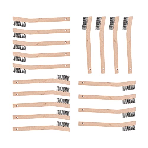 Wood Handle Wire Scratch Brush Sets (18, 18Pack-7in Stainless Steel Small Wire Scratch Brushes with Beech Wood Handle) by BEBORIN - Used condition - US$17.73