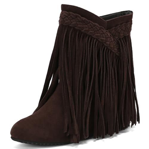 Moccasin bottes de cheville femme compensées à bout rond décontractée Gicoiz
