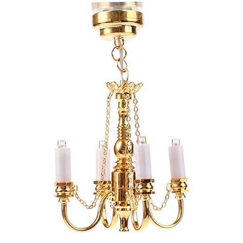 Lustre miniature en métal 1/12 pour éclairer sans fil votre maison de poupée