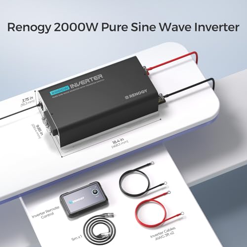 Renogy Inverter PUH, 2000W Pure Sine Wave Power Inverter with UPS Transfer Switch & Bluetooth, 12V DC to 120V AC Converter for RV, Truck, Home,Camping - 4000W Surge Power, Remote Monitoring by Renogy - Image 8