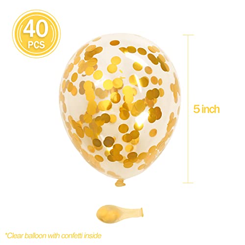 Image of Gold Confetti Balloons, 40 Pcs 5 Inch Clear Balloons with Confetti Inside for Graduation Engagement Cake Topper Decor Bridal Shower Baby Shower Birthday Party Decoration Supplies