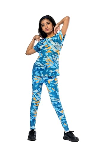 Image of Girl's Activewear Workout Set 2 Piece Athletic Sets Dry Fit Printed Tees And Leggings Yoga Running Dance 4-14Y