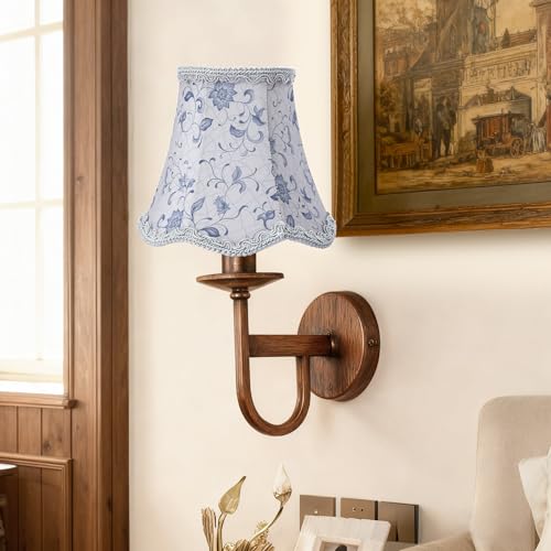 Fuloon Chandelier Lamp Shades, Clip on Small Sconce Lampshades, Suit for Candelabra Bulbs in Modern/European/French Country/Farmhouse Decoration, 3.14x5.51x4.72 in(6 Pack, Irises) by Fuloon - Used condition - Image 2