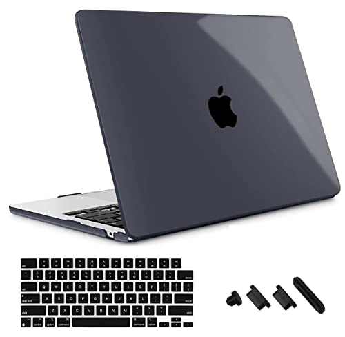 Image of Midkart Case Compatible with MacBook Air 13.6 inch M5 M4 M3 M2 Release 2026-2022 A3449 A3240 A3113 A2681 Touch ID Hard Shell Cover Keyguard Dust Plugs for MacBook Air 13 inch Case, Transparent Black