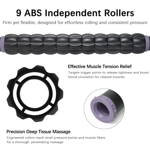 Image of Muscle Roller Massage Roller Stick- (Dark Purple) | Lymphatic Drainage & Body Sculpting, Handheld Physical Therapy & Recovery Tool