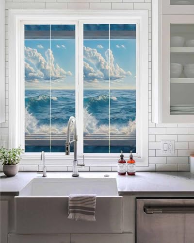 Vinilo para ventana azul y blanco 19.6x39.3 pulgadas miniatura 1