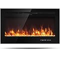 Tangkula 36" Electric Fireplace, in-Wall Recessed and Wall Mounted 750W/1500W, Fireplace Heater, Touch Screen Control Panel, 9 Flamer Color, Temperature Control&Timer Crystal Heater (36 inches)