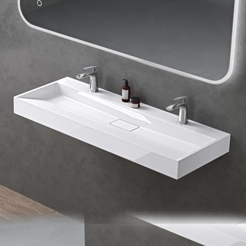 doporro Lavabo da Appoggio o Sospeso Rettangolare 120 cm per Bagno