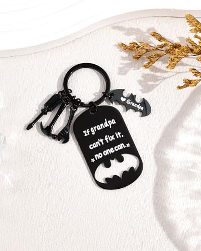 Image of Father Keychain, Batman Keychains for New Dad Step Dad Grandpa Son, Fathers Day Birthday Gift for Daddy from Daughter