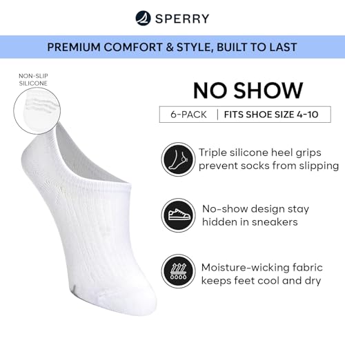 Sperry Women’s 6-Pack Super No Show Socks – Moisture-Wicking, Lightweight, No Slip Invisible Low Cut Liner Socks for Sneakers2