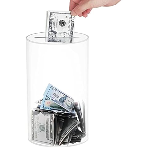 FZQBEY Clear Piggy Bank Money Box,2023 Unopenable Money Boxes for Kids Adults,Clear Acrylic Money Saving Tin Smash Money Box for Cash and Coins Change,Can't Be Opened Cover