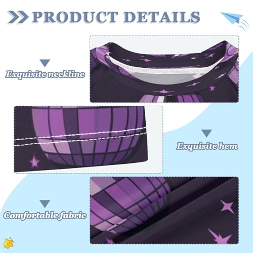 Boys Short Sleeve T-Shirts Disco Star Purple Light Rashguard Kids Swim Shirts Sun UPF 50+3